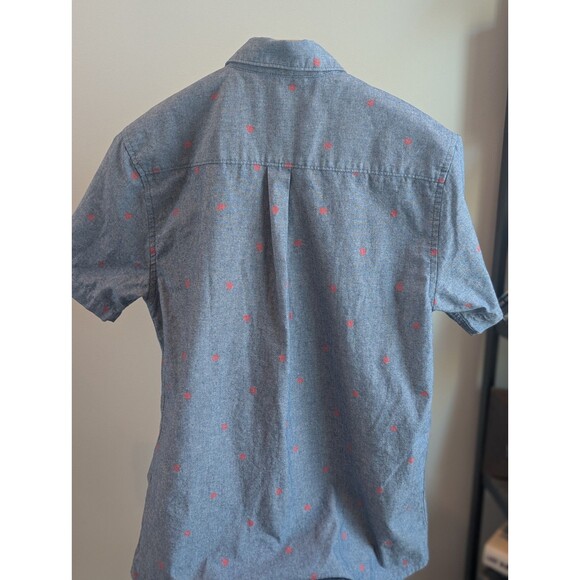 Men's Sailboat Pattern Short Sleeve Button Down Shirt Size Medium Quiet Luxury - Picture 4 of 9